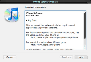 Illustration for article titled iPhone Update 1.0.1 Now Available, Fixes Safari Security Breach, Other Bugs